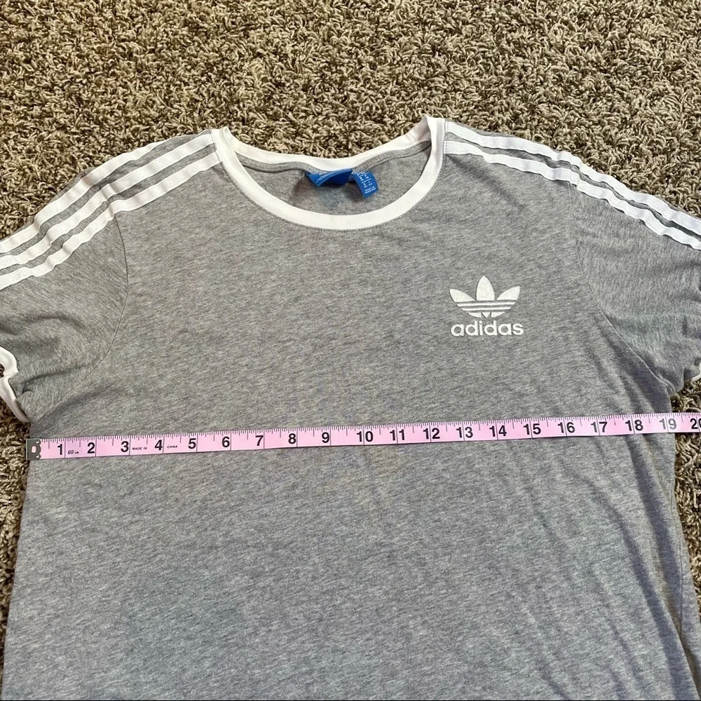 Adidas Classics 3-Stripes Tee Heather Gray Grey Small Cotton Tee Short Sleeve - Picture 11 of 11
